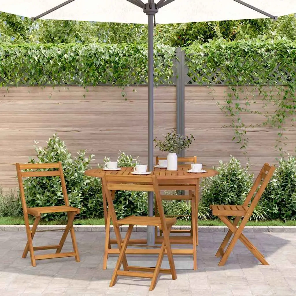 Folding Garden Table Outdoor Dining 110 cm Solid Wood Slatted Portable Brown