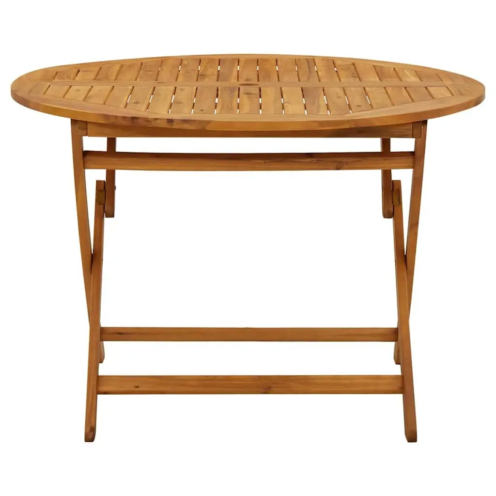 Folding Garden Table Outdoor Dining 110 cm Solid Wood Slatted Portable Brown