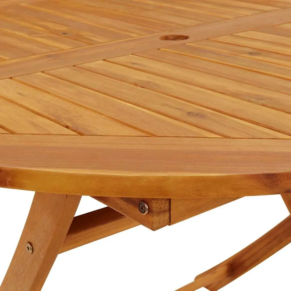 Folding Garden Table Outdoor Dining 110 cm Solid Wood Slatted Portable Brown