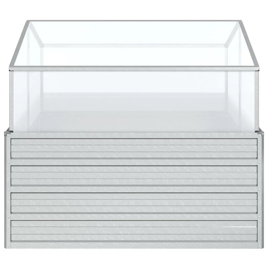 Garden Raised Bed Greenhouse 100x100x85cm Silver Metal Planter Box Outdoor