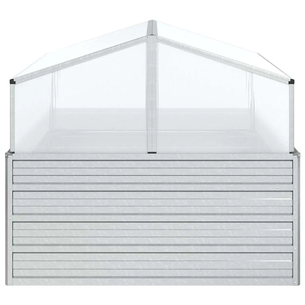Garden Raised Bed Greenhouse 100x100x85cm Silver Metal Planter Box Outdoor