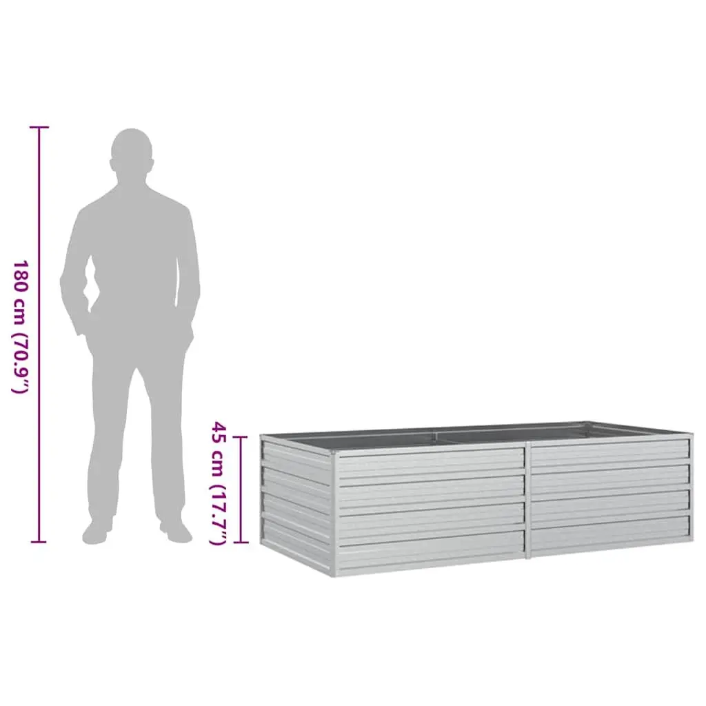 Galvanized Steel Raised Bed Planter for Vegetables Herbs Flowers 160x80x45cm Silver