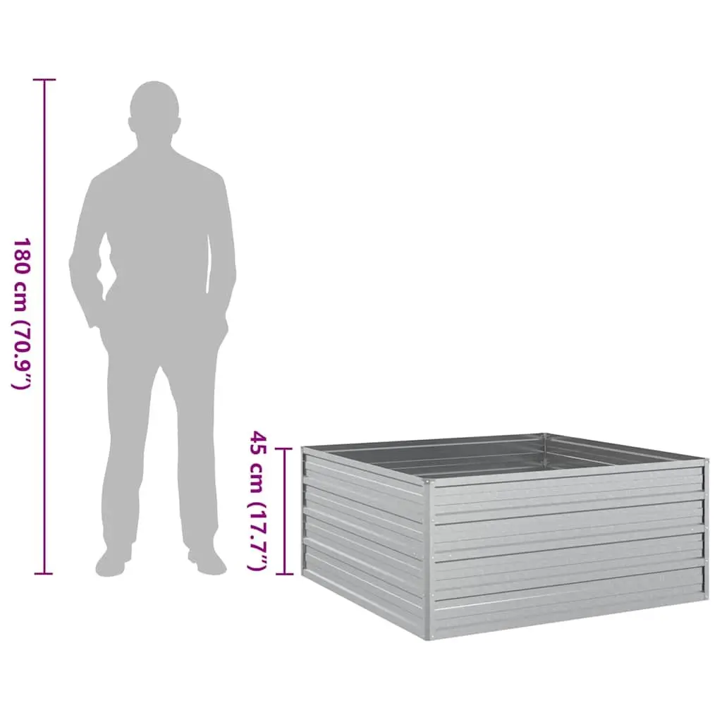 Raised Garden Bed Planter 100x100x45 cm Outdoor Flower Vegetable Herb Box Silver