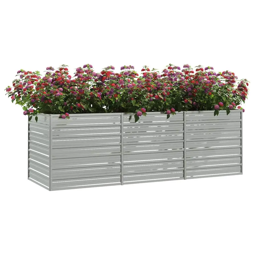 Garden Raised Bed Planter Outdoor Vegetable Herb Flower Box 240x80x77cm Silver