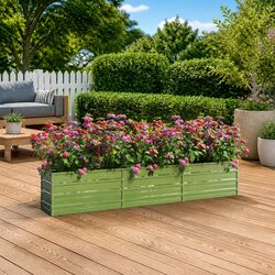 Garden Raised Bed 240x40x45 cm Galvanized Steel Planter Box Silver
