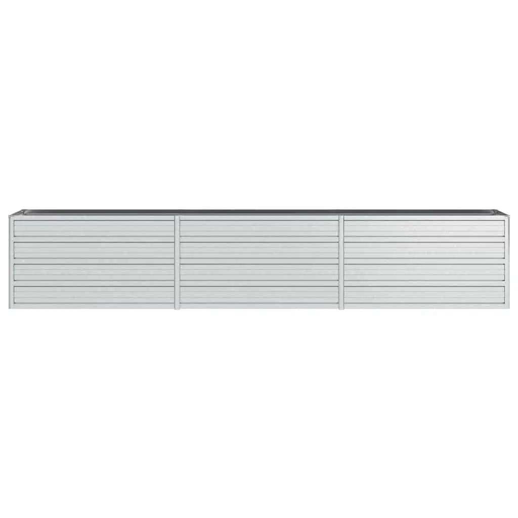 Galvanized Steel Planter Box 240x40x45cm for Outdoor Gardening Silver