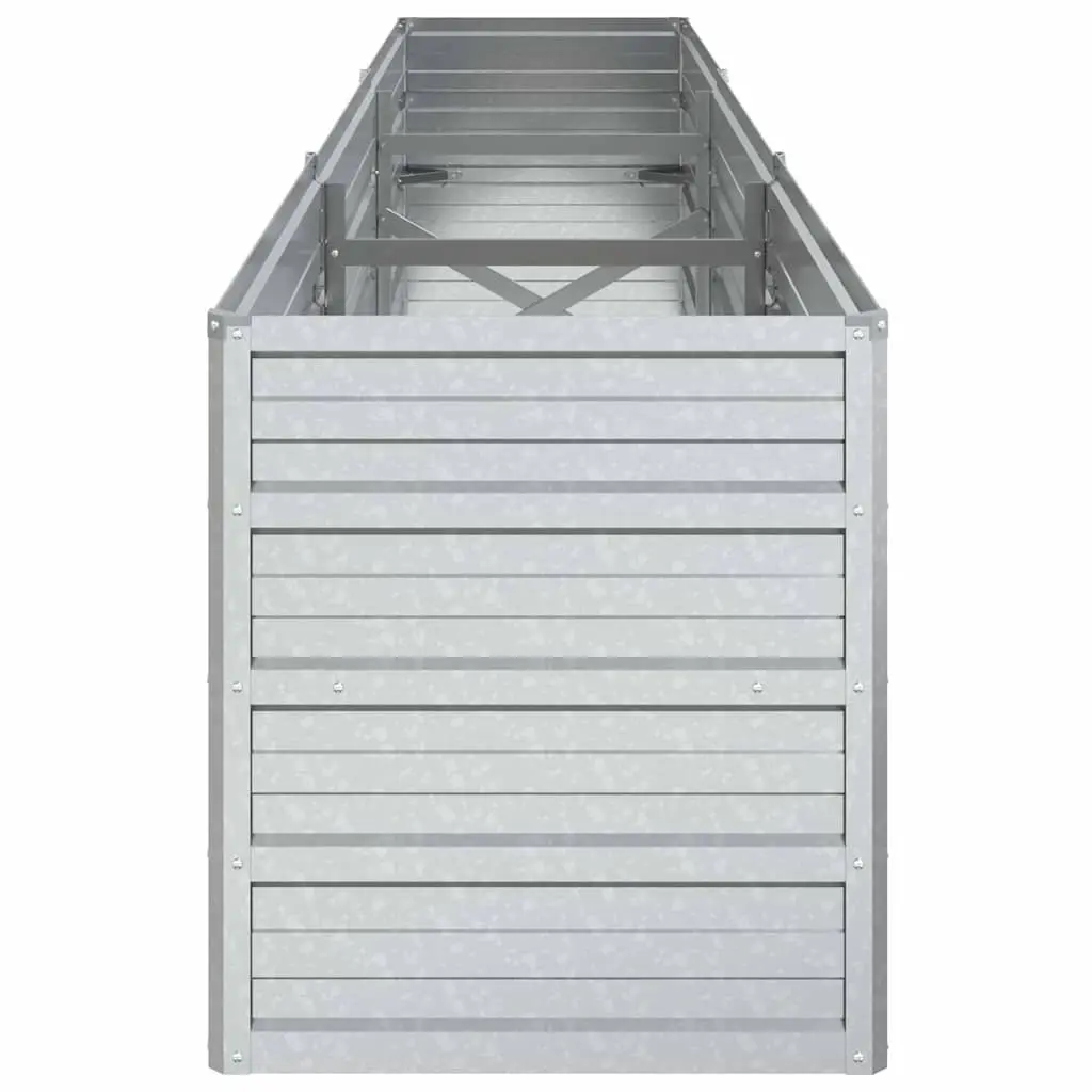 Galvanized Steel Planter Box 240x40x45cm for Outdoor Gardening Silver