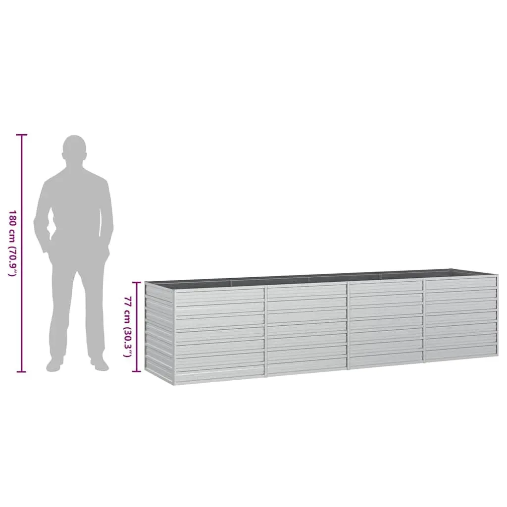 Garden Raised Bed Planter 320x80x77 cm Outdoor Galvanized Steel Silver