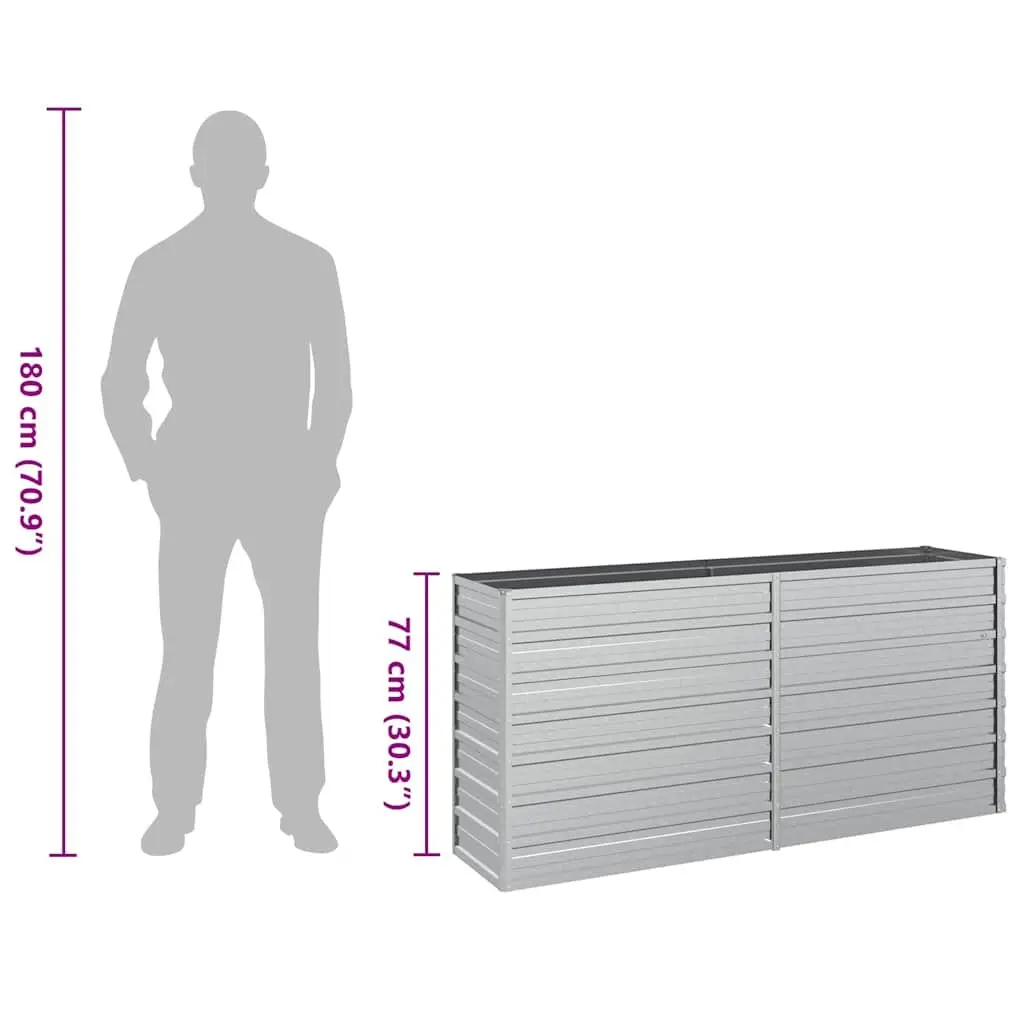 Galvanized Steel Raised Garden Bed Planter Box 160x40x77cm Outdoor Vegetables Silver