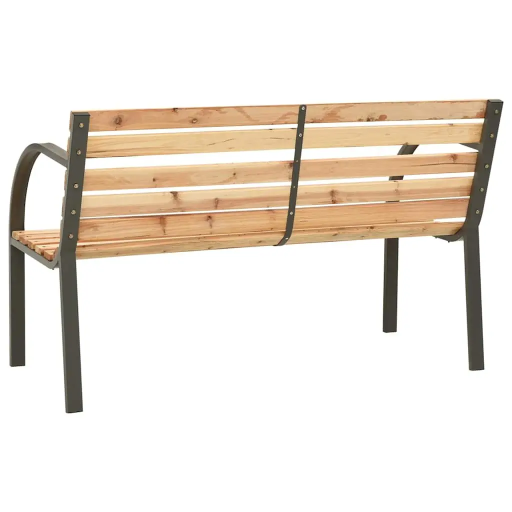 Children's Garden Bench Outdoor Seating 81cm Brown Wooden Armrest Backrest