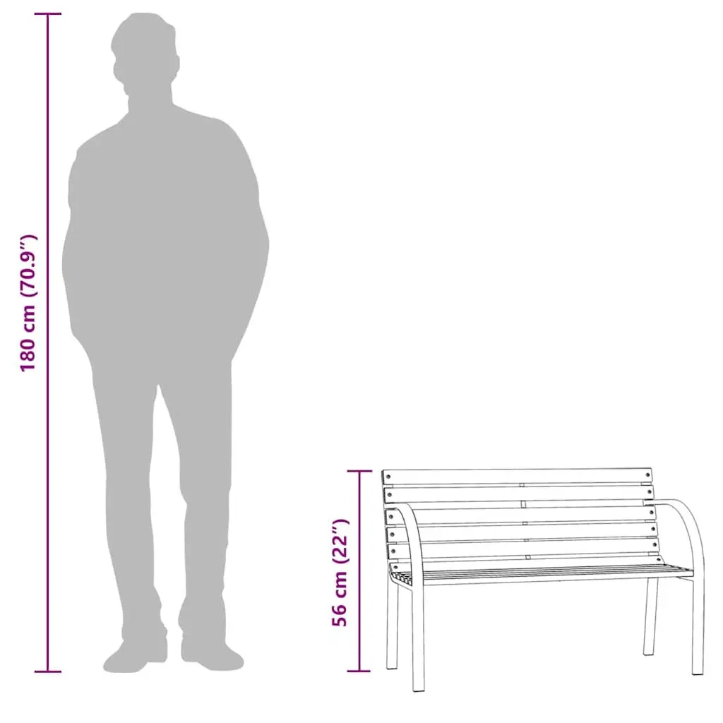 Children's Garden Bench Outdoor Seating 81cm Brown Wooden Armrest Backrest
