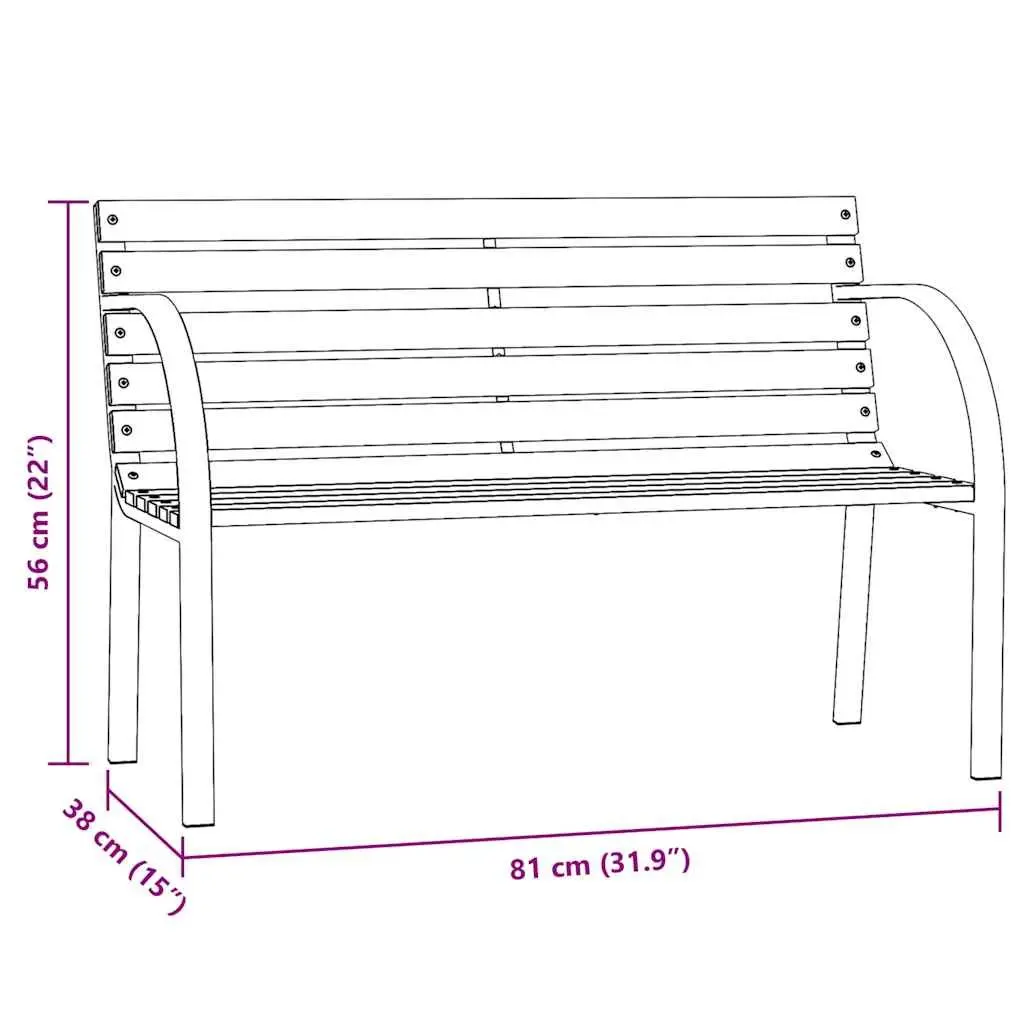 Children's Garden Bench Outdoor Seating 81cm Grey Wooden Backrest Armrests