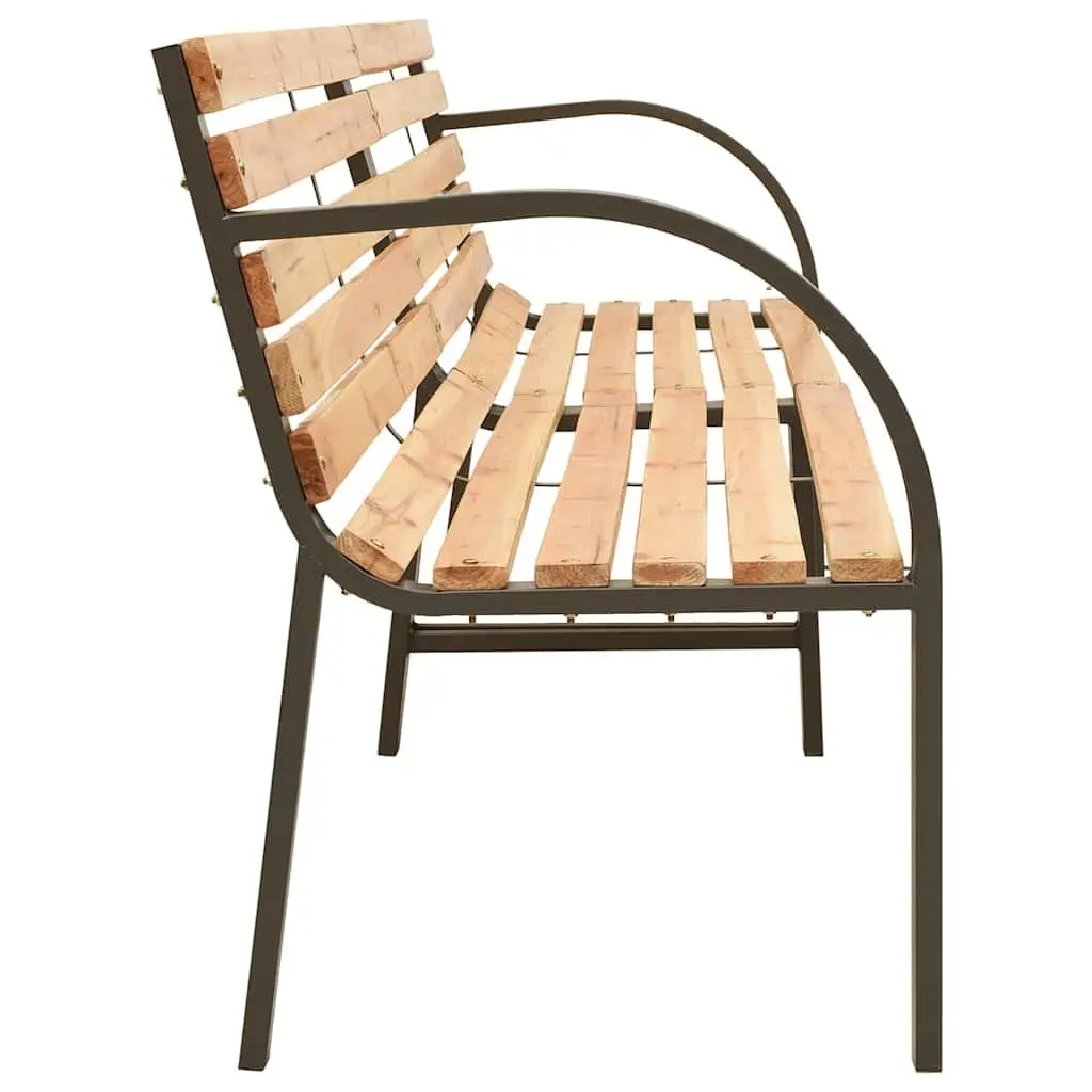 Twin Garden Bench 241cm Outdoor Seating Wooden Patio Armrest Brown Fir Wood