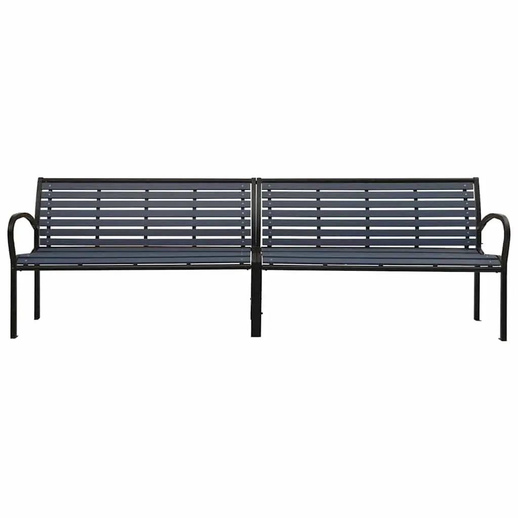 Garden Bench Outdoor Seating 251cm Black Steel WPC
