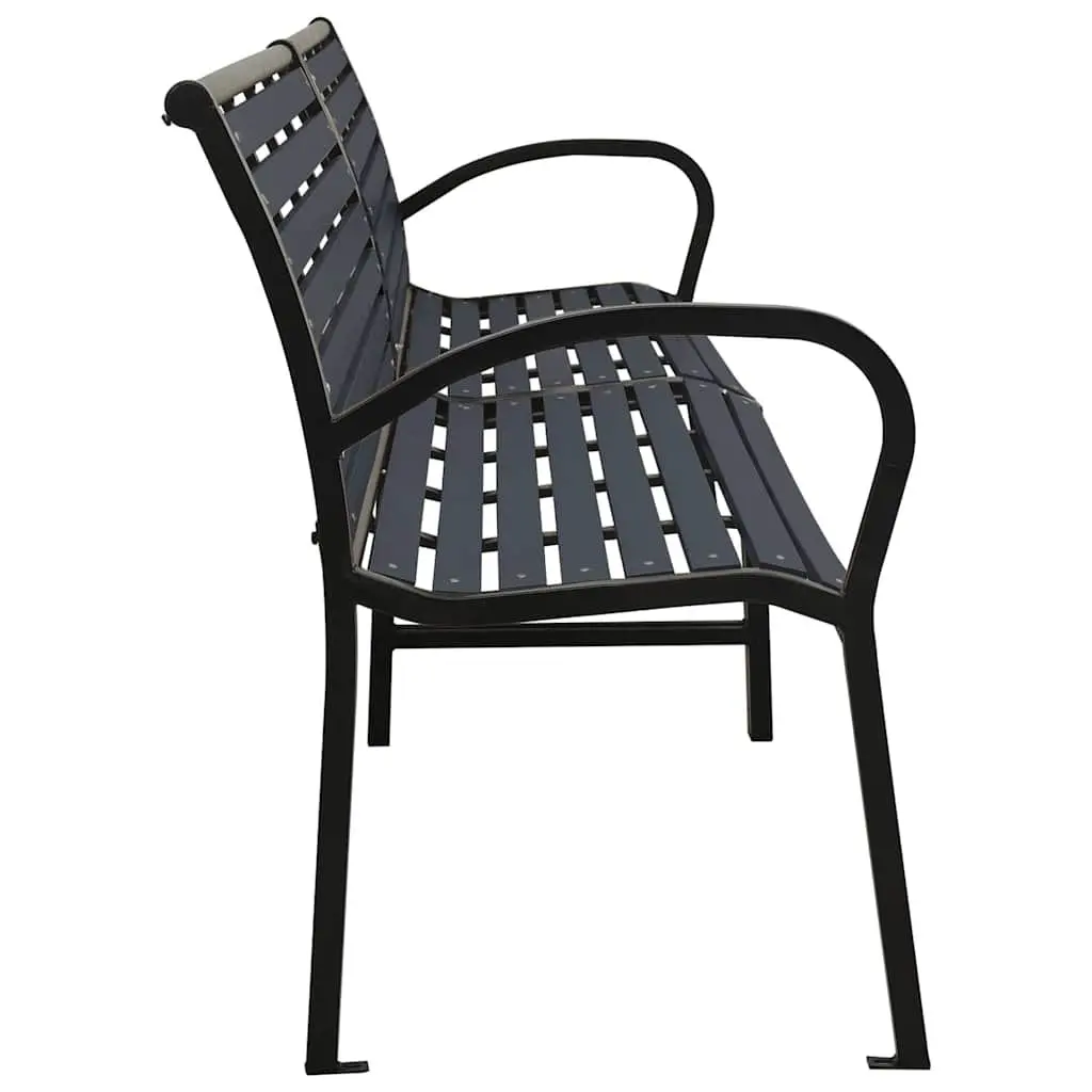 Garden Bench Outdoor Seating 251cm Black Steel WPC