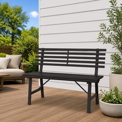Comfortable Outdoor 110cm Garden Bench in Black Steel