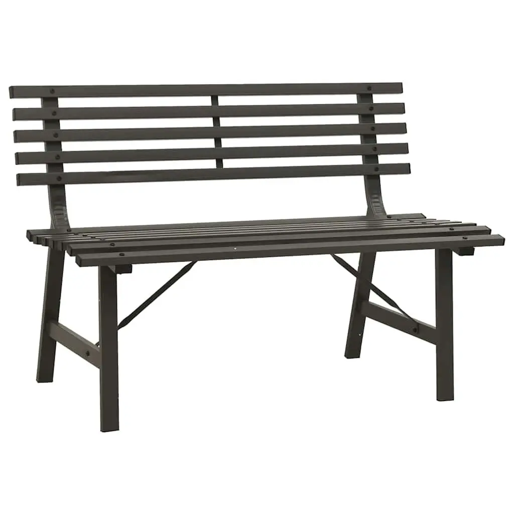 Outdoor Garden Bench 110cm Slatted Backrest Patio Seating Black