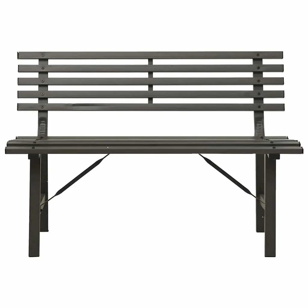 Outdoor Garden Bench 110cm Slatted Backrest Patio Seating Black