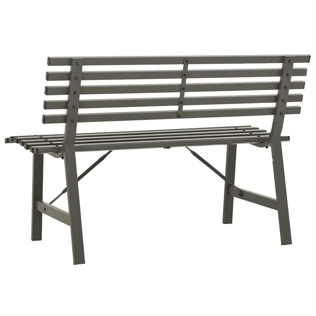 Outdoor Garden Bench 110cm Slatted Backrest Patio Seating Black