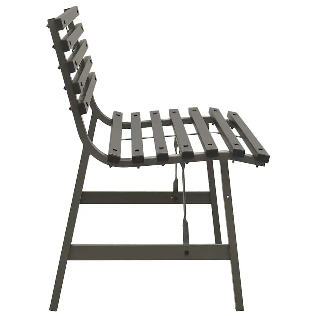 Outdoor Garden Bench 110cm Slatted Backrest Patio Seating Black