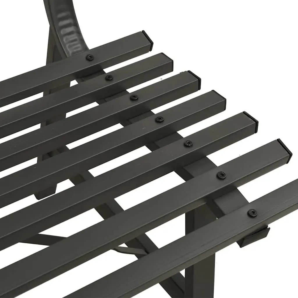 Outdoor Garden Bench 110cm Slatted Backrest Patio Seating Black