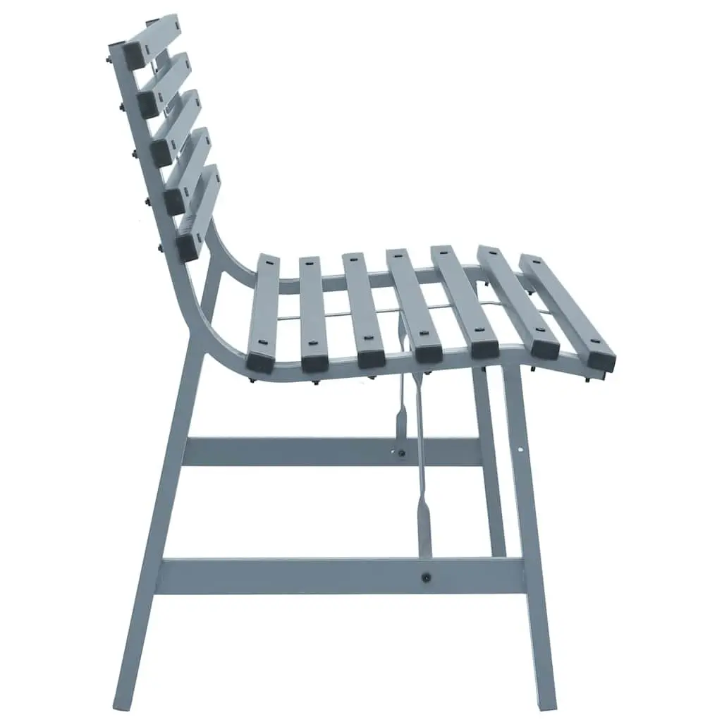 Garden Bench 110cm Steel Grey Outdoor Seat Patio Backyard Slatted Backrest