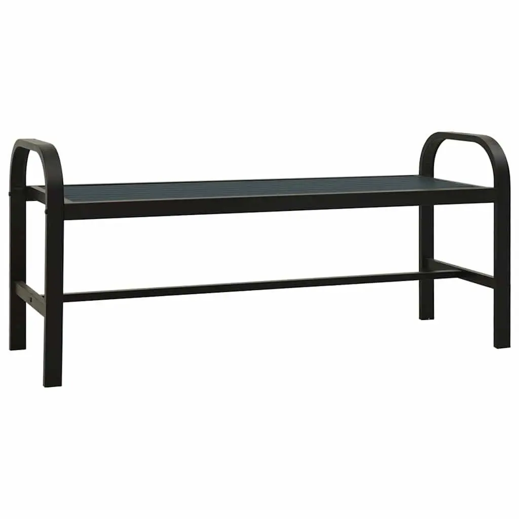 Garden Bench Outdoor Seating 124.5cm Steel WPC Black Weather-Resistant