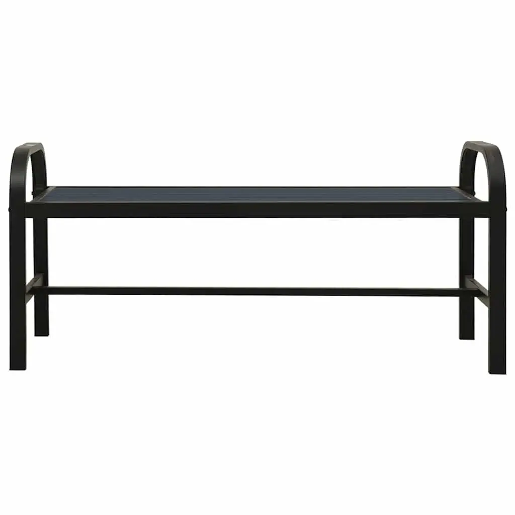 Garden Bench Outdoor Seating 124.5cm Steel WPC Black Weather-Resistant