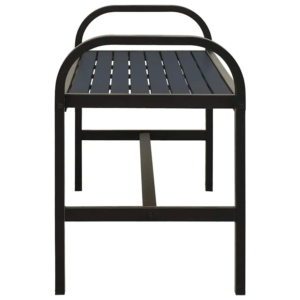 Garden Bench Outdoor Seating 124.5cm Steel WPC Black Weather-Resistant