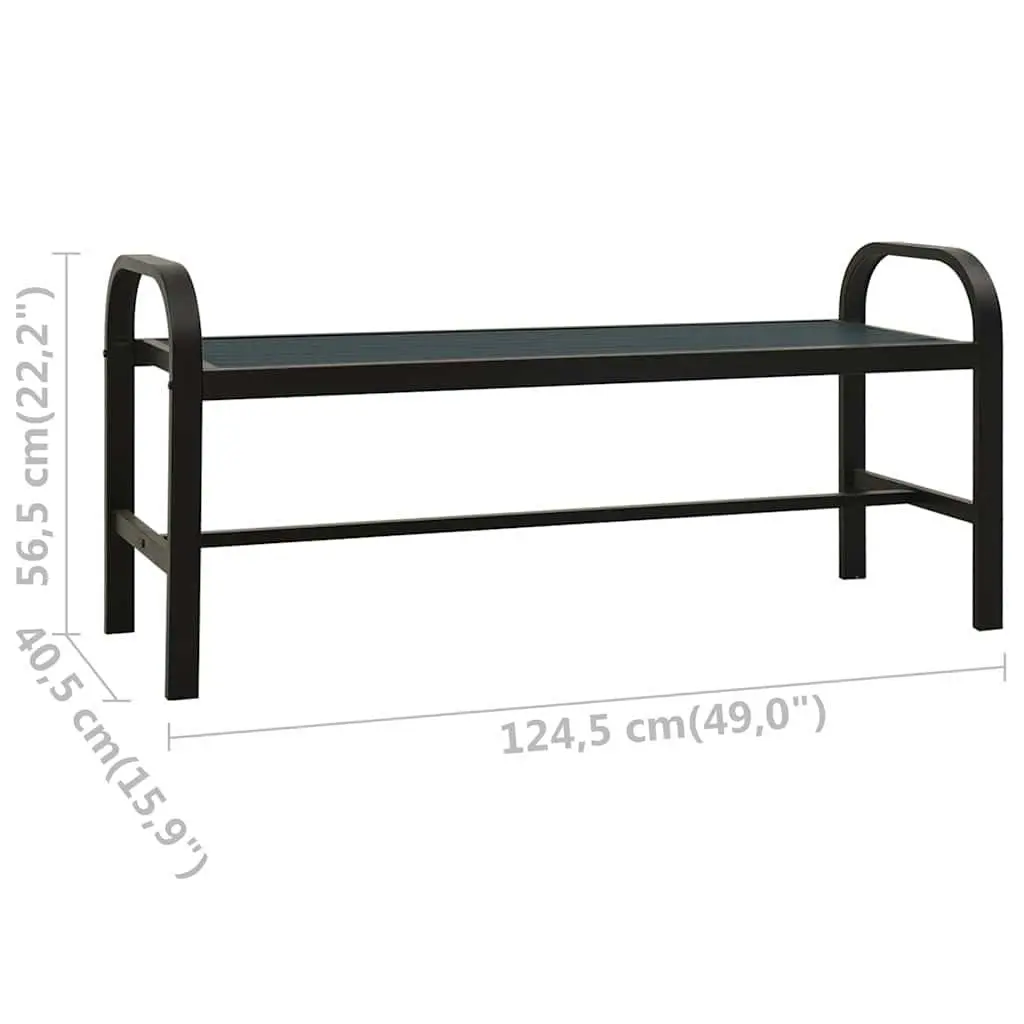 Garden Bench Outdoor Seating 124.5cm Steel WPC Black Weather-Resistant