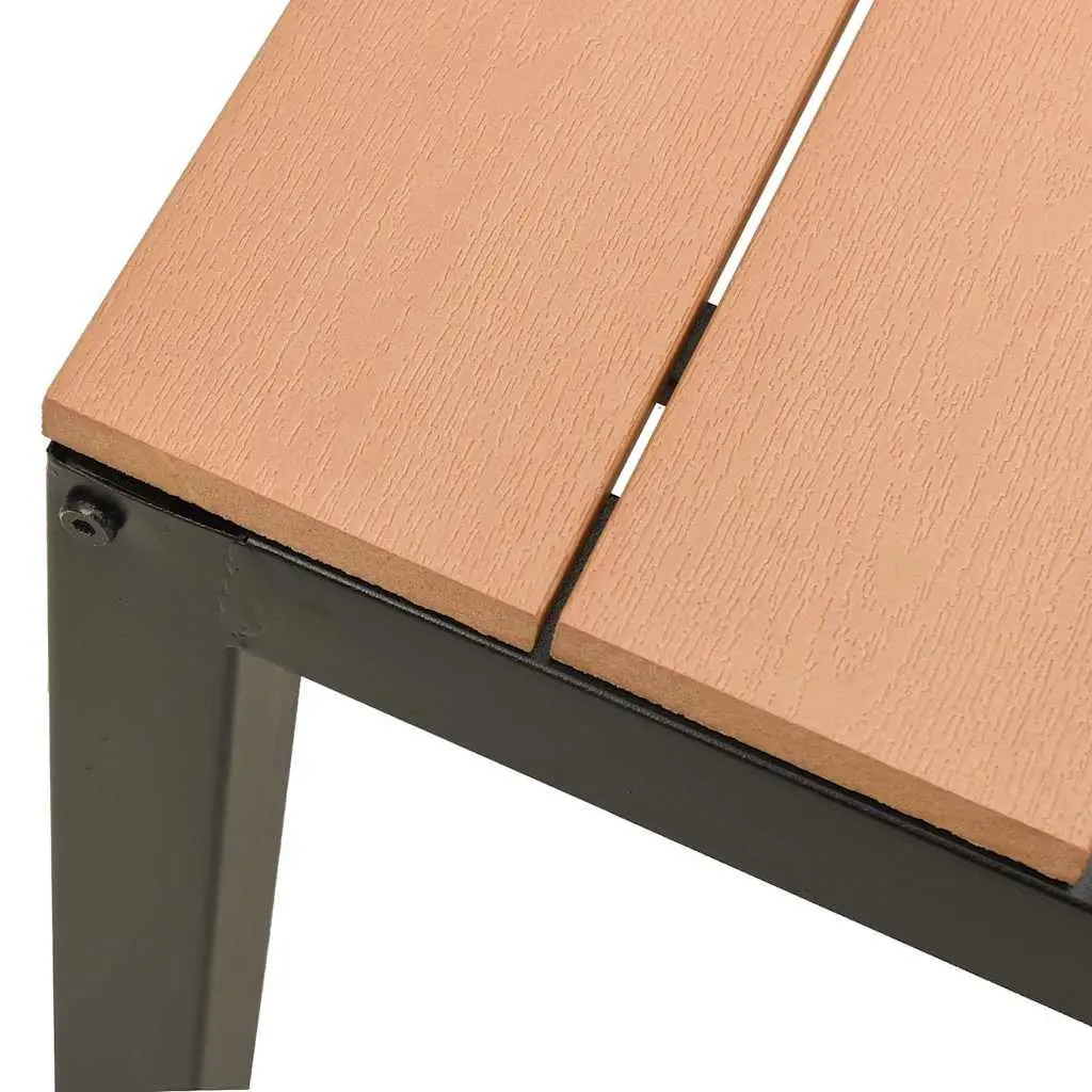 Garden Bench Outdoor Seating 110cm Steel WPC Brown Black