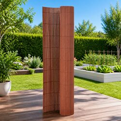 Garden Fence Panel Double-Sided 90x400cm Brown Outdoor Barrier Decoration