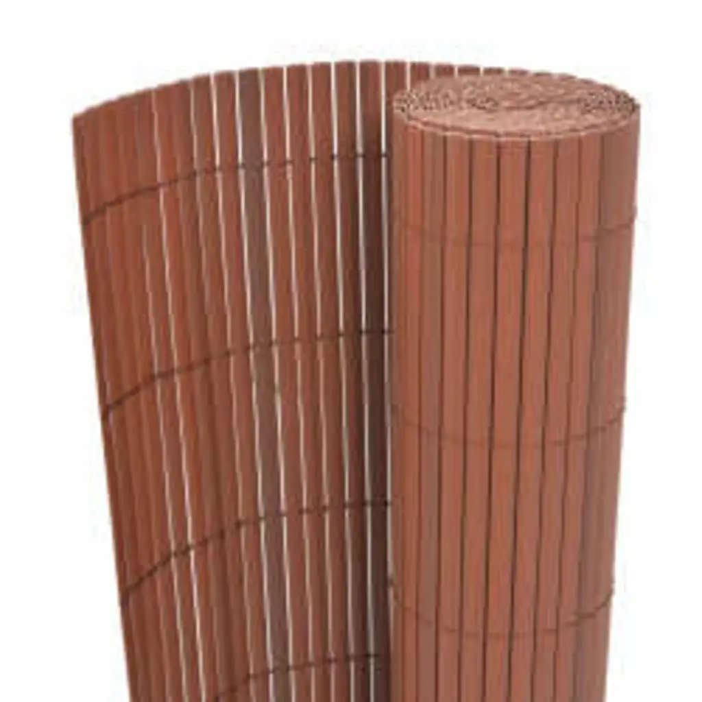 Garden Fence Panel Double-Sided 90x400cm Brown Outdoor Barrier