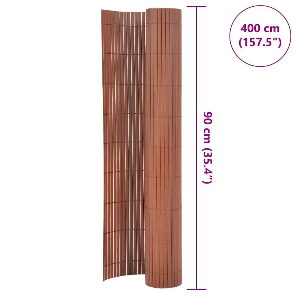 Garden Fence Panel Double-Sided 90x400cm Brown Outdoor Barrier