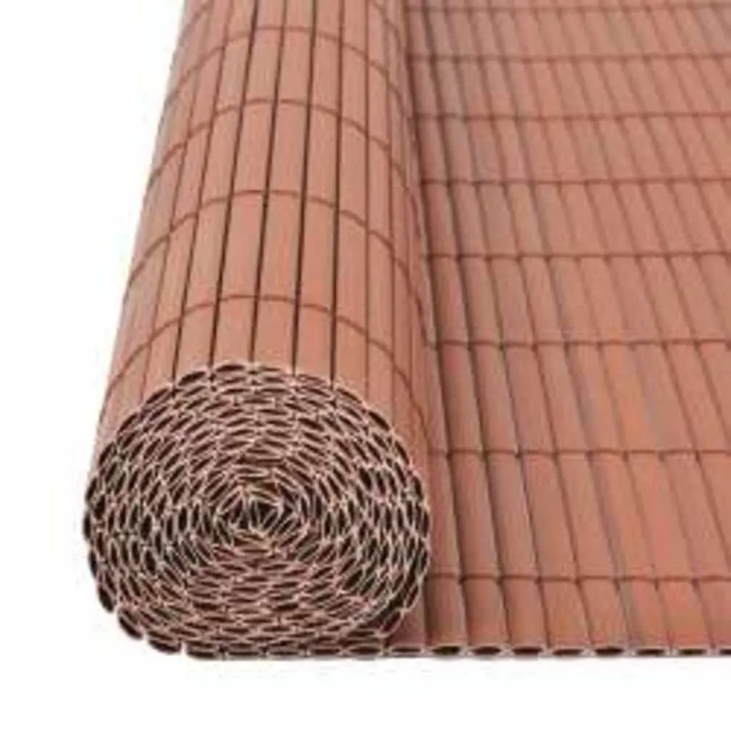Double-Sided Garden Fence Panel Outdoor Screening Barrier 110x400 cm Brown