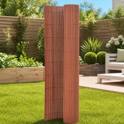 Double-Sided Garden Fence Panel 110x500cm Brown Outdoor Barrier Screen
