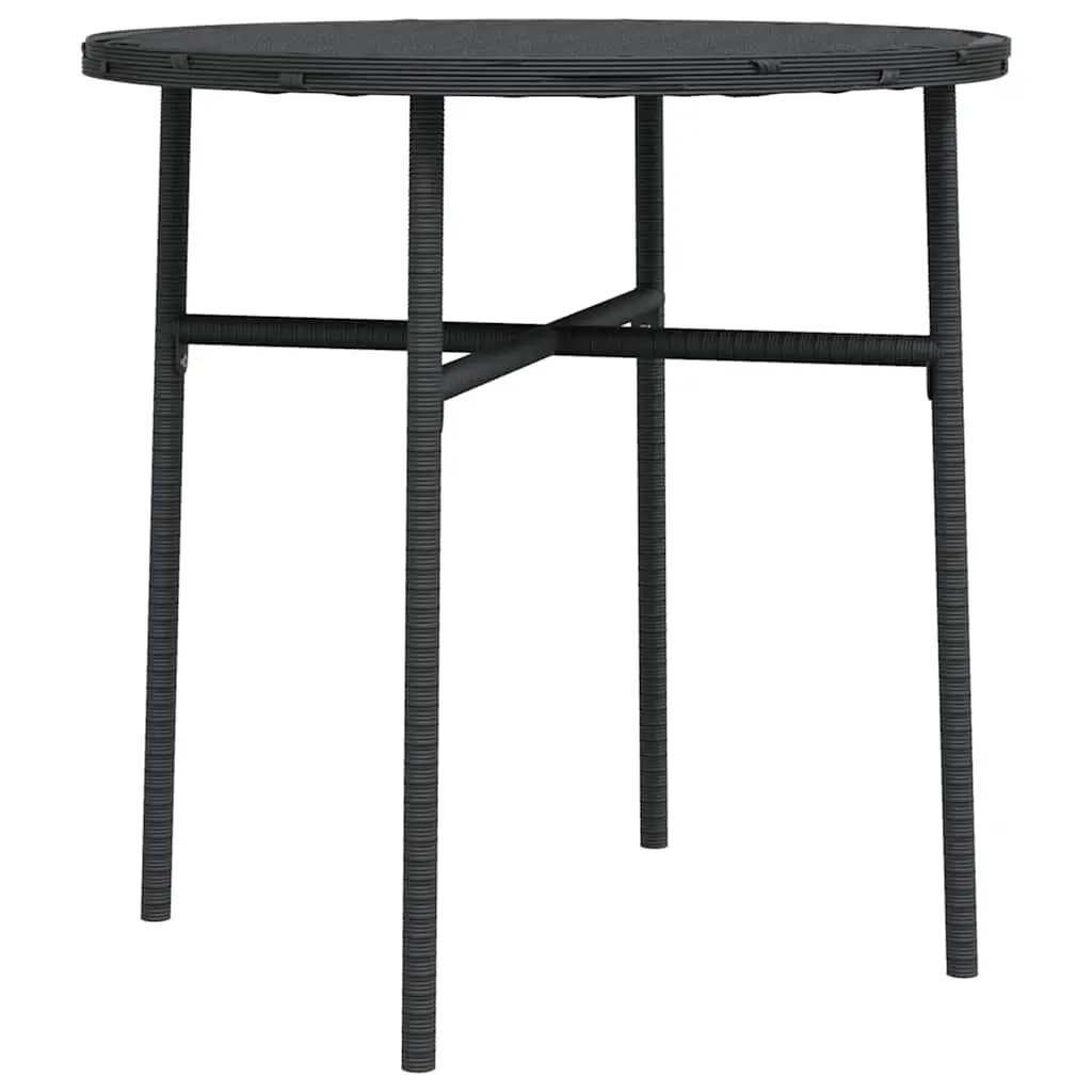 Round Tea Table 45cm Black Poly Rattan Outdoor Garden Patio Furniture