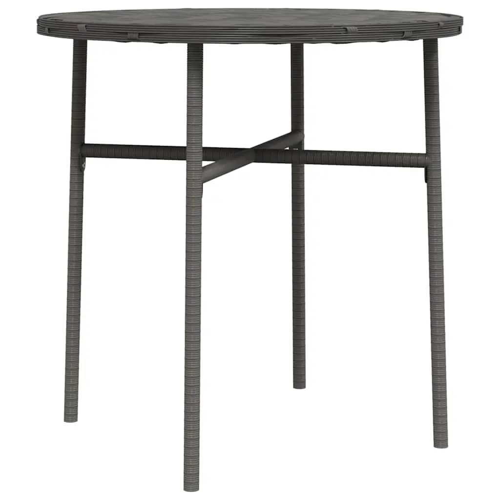 Outdoor Tea Table Round Grey Poly Rattan Garden Patio Furniture Weather