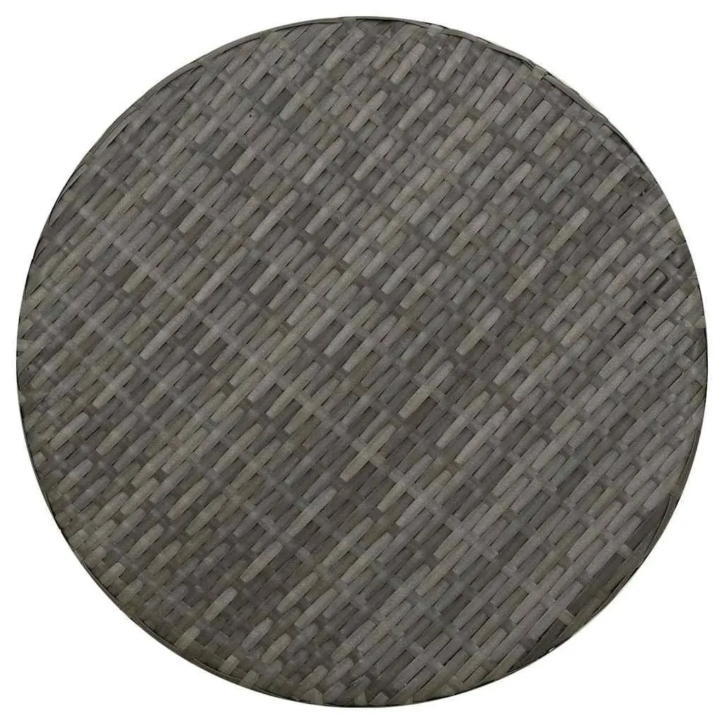 Outdoor Tea Table Round Grey Poly Rattan Garden Patio Furniture Weather