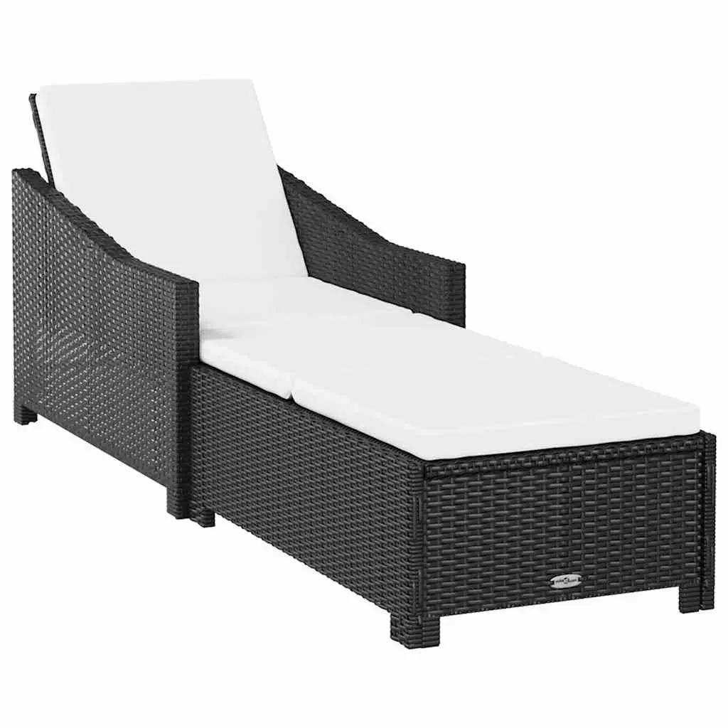 Sun Lounger Adjustable Backrest Outdoor Patio Garden Recliner Black with Cushion