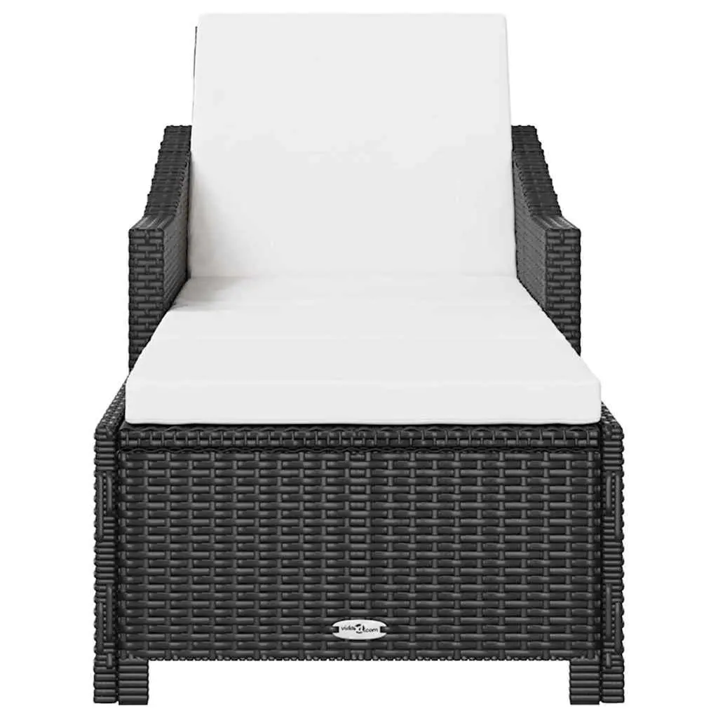 Sun Lounger Adjustable Backrest Outdoor Patio Garden Recliner Black with Cushion