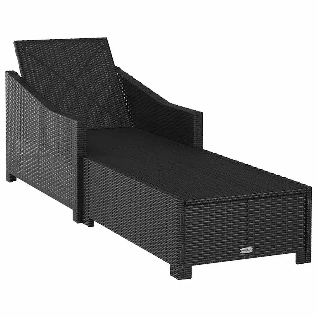 Sun Lounger Adjustable Backrest Outdoor Patio Garden Recliner Black with Cushion