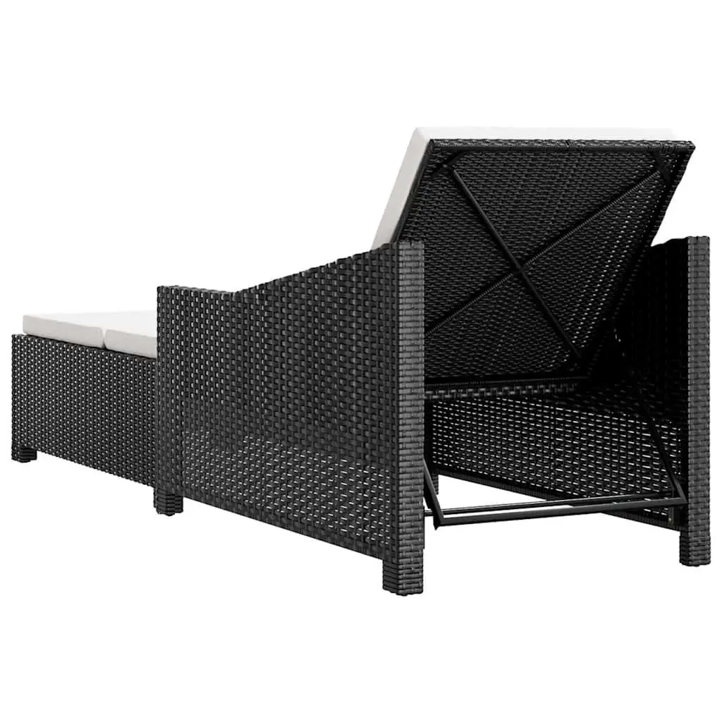 Sun Lounger Adjustable Backrest Outdoor Patio Garden Recliner Black with Cushion