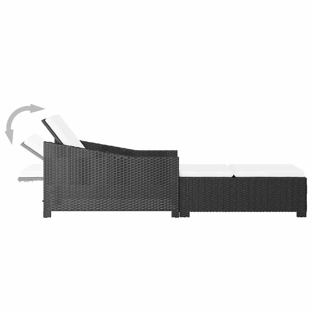 Sun Lounger Adjustable Backrest Outdoor Patio Garden Recliner Black with Cushion