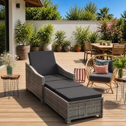 Comfortable Grey Sun Lounger with Adjustable Features