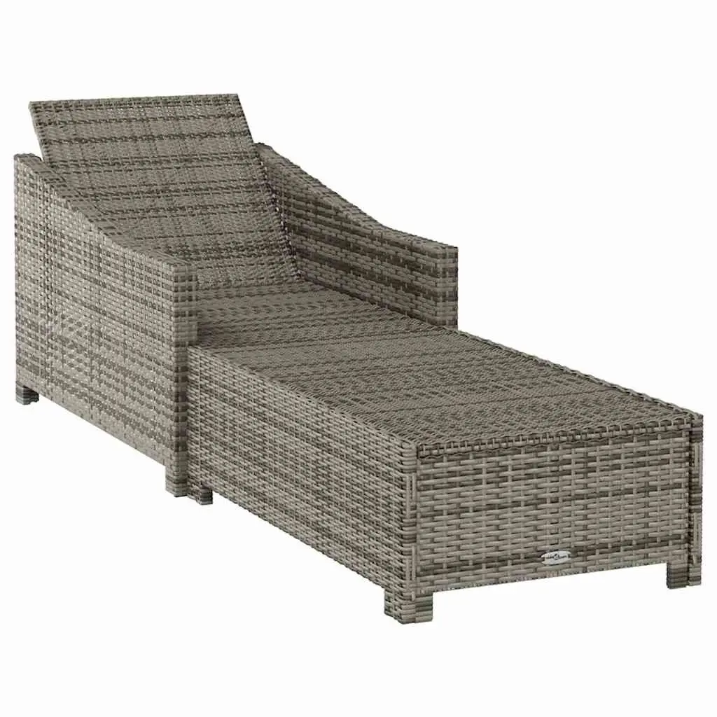 Sun Lounger Outdoor Patio Chair Adjustable Backrest Poly Rattan Grey with