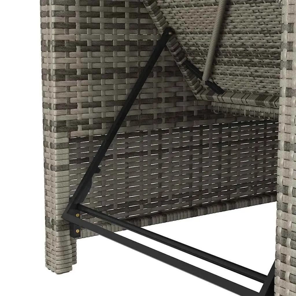 Sun Lounger Outdoor Patio Chair Adjustable Backrest Poly Rattan Grey with