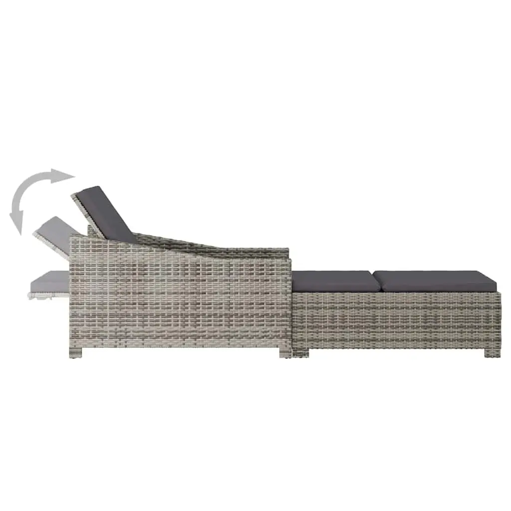 Sun Lounger Outdoor Patio Chair Adjustable Backrest Poly Rattan Grey with