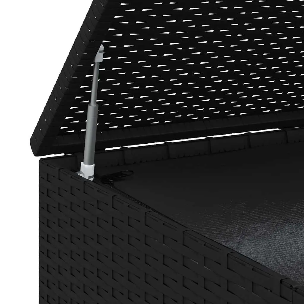 Garden Cushion Storage Box PE Rattan Steel Frame Black 100x49x103.5cm