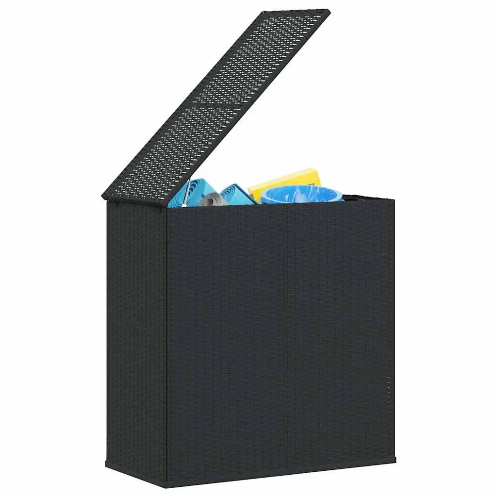 Garden Cushion Storage Box PE Rattan Steel Frame Black 100x49x103.5cm